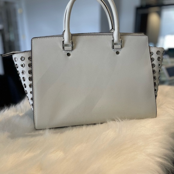 Michael Kors White Satchel with Silver Accents - Picture 2 of 4